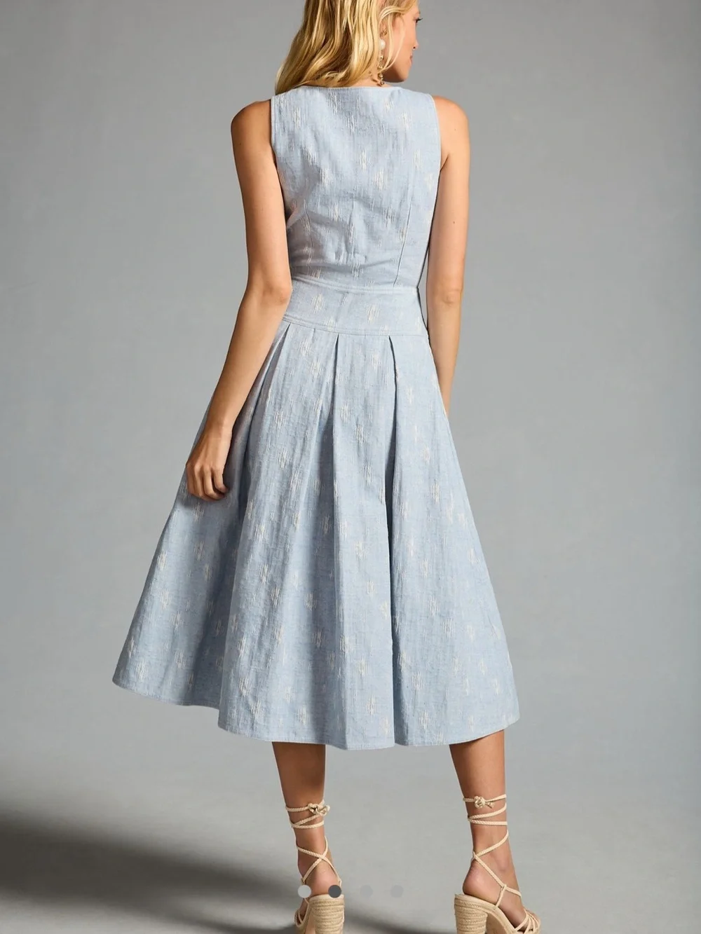 Hunter Bell Button Front Pleated Midi Dress NWOT SZ 10 - Picture 3 of 11
